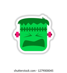 paper sticker on background of halloween monster