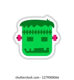 paper sticker on background of halloween monster