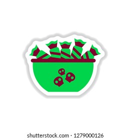 paper sticker on background of halloween candy