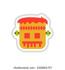 paper sticker on background of halloween monster