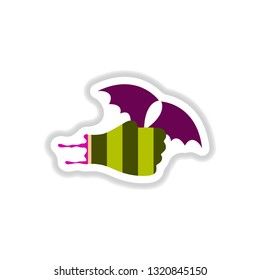 paper sticker on background of hand bat
