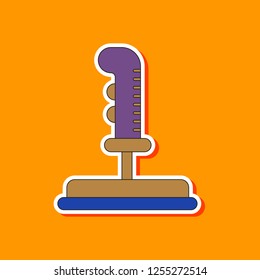 paper sticker on background of joystick