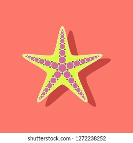 paper sticker on background of starfish