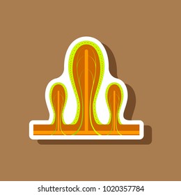 paper sticker on stylish background intestinal villi