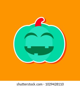 paper sticker on stylish background halloween pumpkin