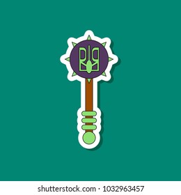 paper sticker on stylish background Ukrainian mace