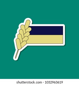 paper sticker on stylish background Ukrainian flag