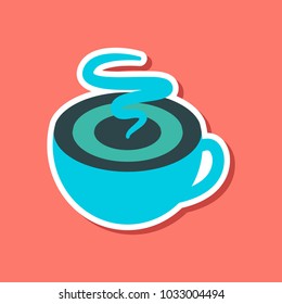 paper sticker on stylish background coffee cup flavor