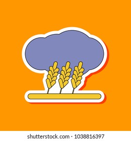 paper sticker on stylish background wheat cloud