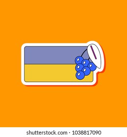 paper sticker on stylish background Ukrainian flag
