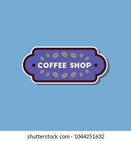 paper sticker on stylish background Coffee shop logo