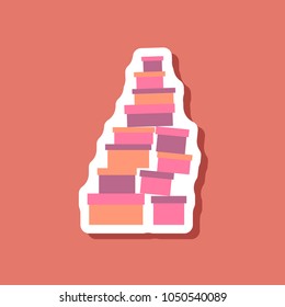 paper sticker on stylish background Mountain of boxes
