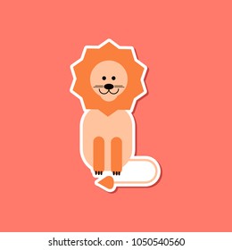 paper sticker on stylish background cartoon lion
