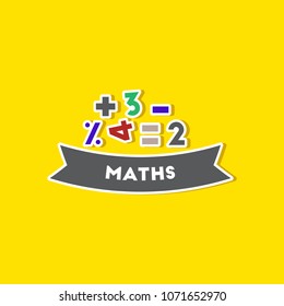 paper sticker on stylish background math lesson