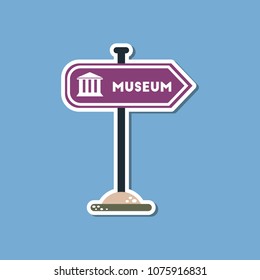 paper sticker on stylish background Museum sign