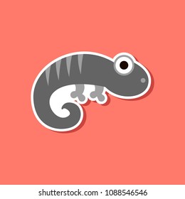 paper sticker on stylish background lizard reptile