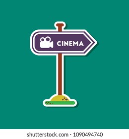 paper sticker on stylish background cinema sign