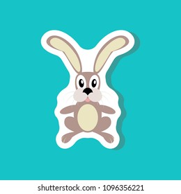 paper sticker on stylish background Toy hare