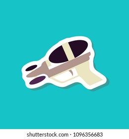 paper sticker on stylish background Toy gun