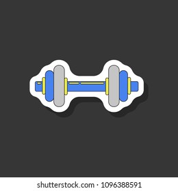 paper sticker on stylish background dumbbell