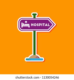 paper sticker on stylish background hospital sign