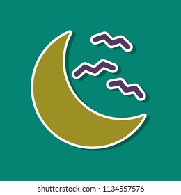 paper sticker on stylish background halloween moon bats