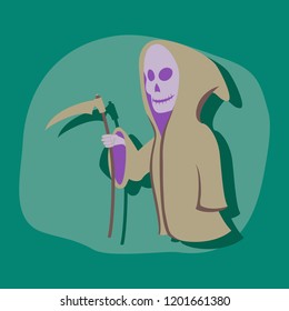 paper sticker on stylish background halloween death scythe