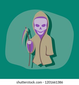 paper sticker on stylish background halloween death scythe