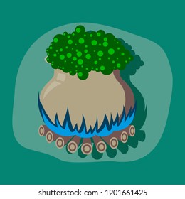 paper sticker on stylish background potion cauldron