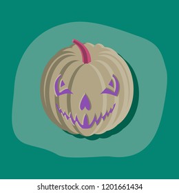 paper sticker on stylish background Halloween pumpkin emotions