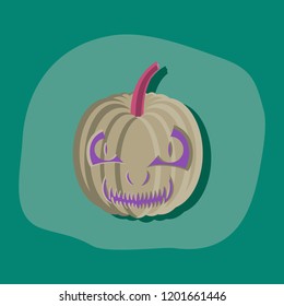paper sticker on stylish background Halloween pumpkin emotions