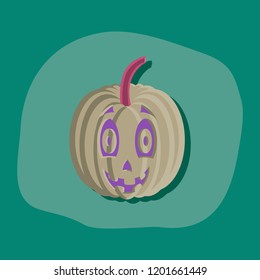 paper sticker on stylish background Halloween pumpkin emotions