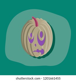 paper sticker on stylish background Halloween pumpkin emotions
