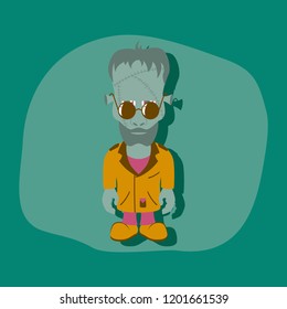 paper sticker on stylish background zombie men