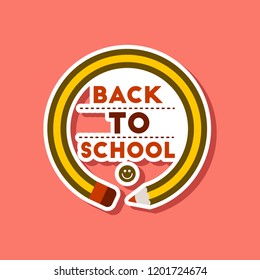 paper sticker on stylish background Back to school pencil