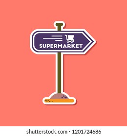 paper sticker on stylish background supermarket sign