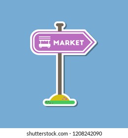 paper sticker on stylish background sign of market