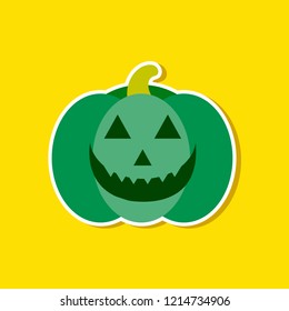 paper sticker on stylish background halloween pumpkin