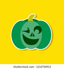 paper sticker on stylish background halloween pumpkin