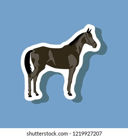 paper sticker on stylish background horse