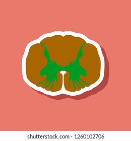 paper sticker on stylish background spinal cord
