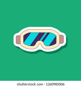 paper sticker on stylish background Ski goggles