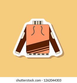 paper sticker on stylish background skiing sweater