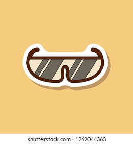paper sticker on stylish background Ski goggles