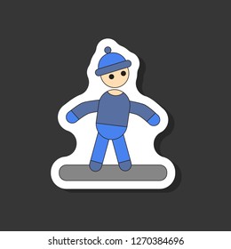 paper sticker on stylish background snowboarder