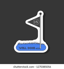 paper sticker on stylish background Golf course