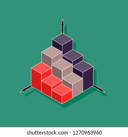 paper sticker on stylish background 3d chart