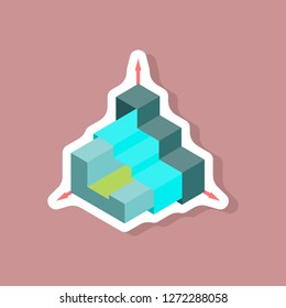 paper sticker on stylish background 3d chart