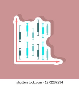 paper sticker on stylish background Economic chart