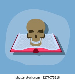 paper sticker on stylish background book skull